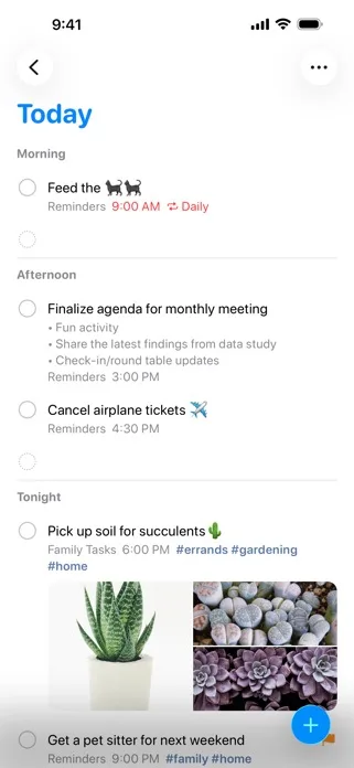 Erinnerungen Heute-Ansicht — fällige Aufgaben und Erinnerungen auf einen Blick.